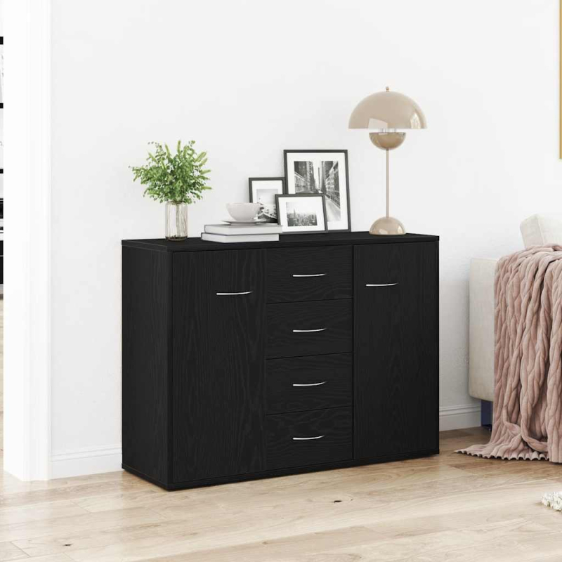 Sideboard Schwarz Eichen-Optik 88x30x64 cm Holzwerkstoff