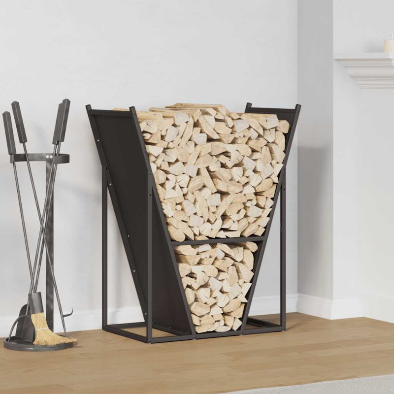 Brennholzregal Schwarz 69,5x35x81 cm Kaltgewalzter Stahl