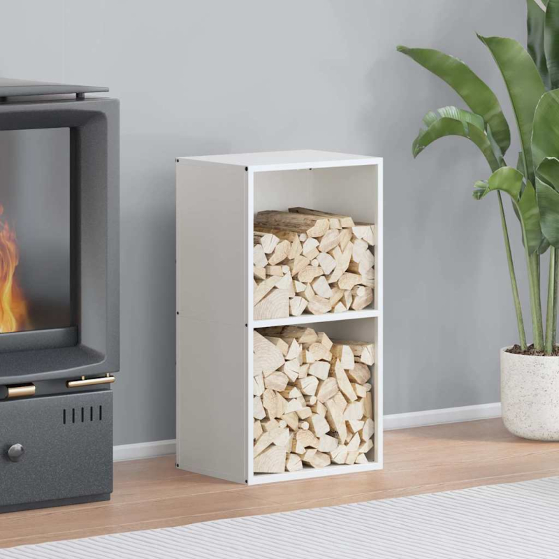 Brennholzregal Weiß 40x30x75 cm Kaltgewalzter Stahl