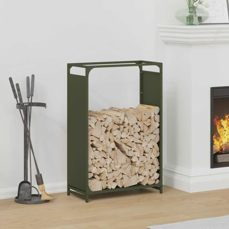 Brennholzregal Olivgrün 60x28x90 cm Kaltgewalzter Stahl