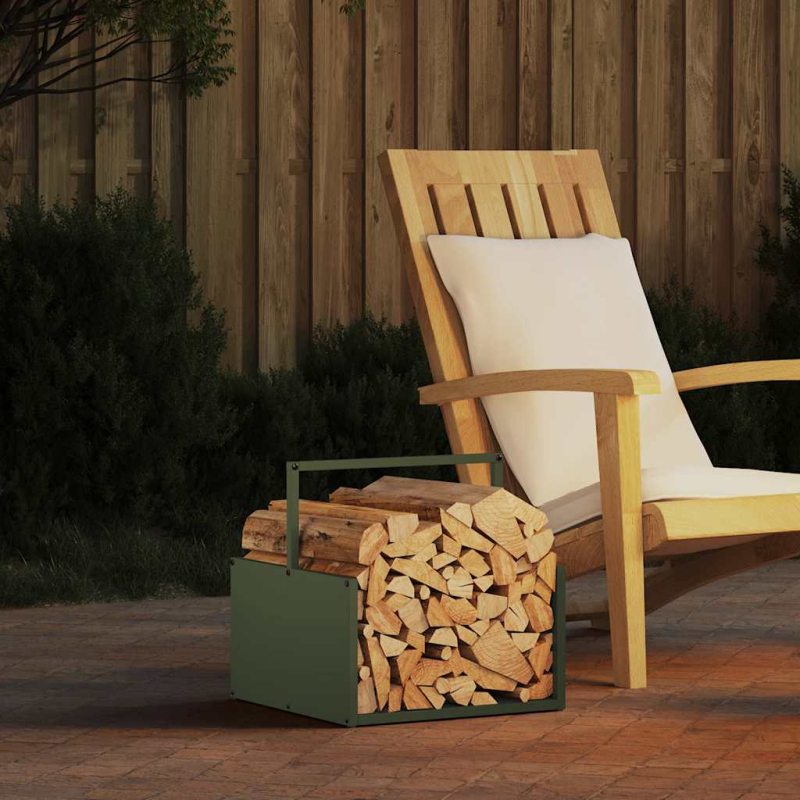 Brennholzregal Olivgrün 40x40x40 cm Kaltgewalzter Stahl