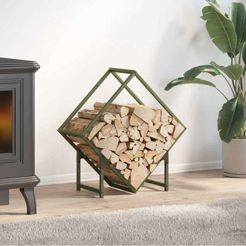 Brennholzregal Olivgrün 60x25x60 cm Kaltgewalzter Stahl