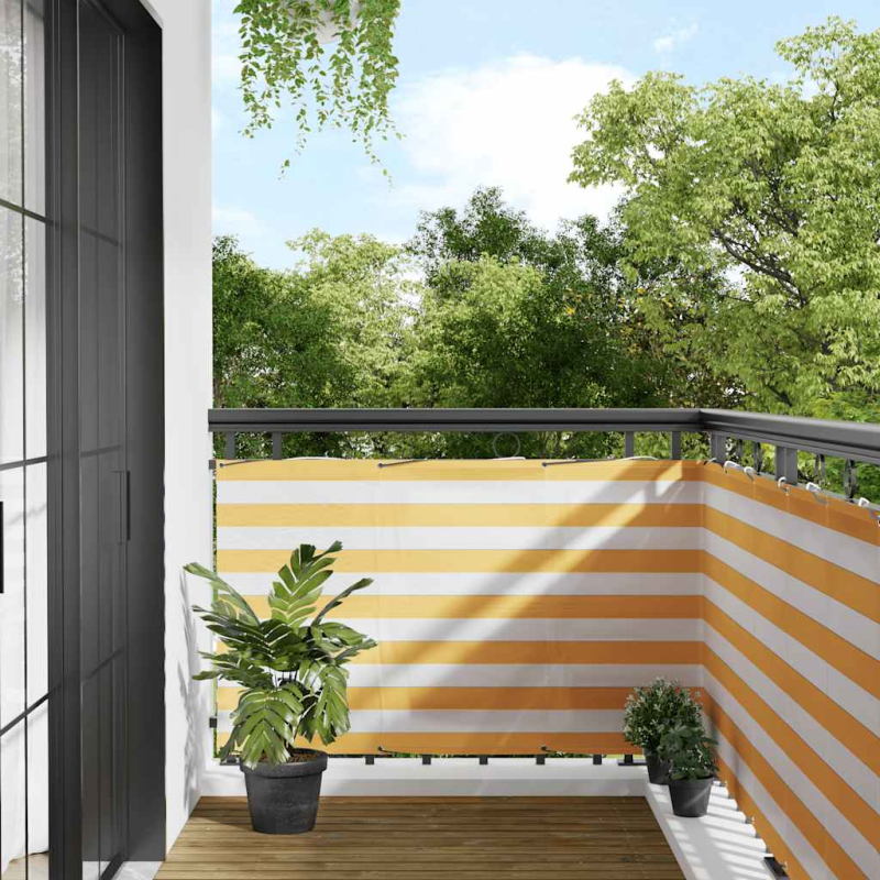Balkon-Sichtschutz Gelb und Weiß Gestreift 90x800 cm