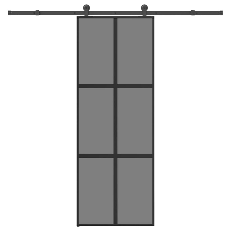 Schiebetür mit Beschlag 76x205 cm Hartglas & Aluminium