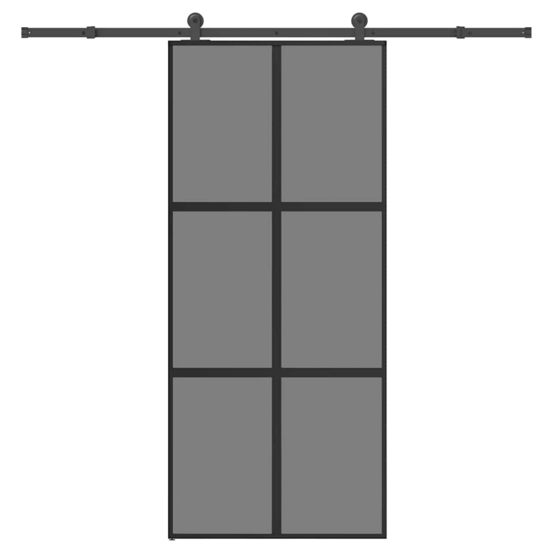 Schiebetür mit Beschlag 90x205 cm Hartglas & Aluminium