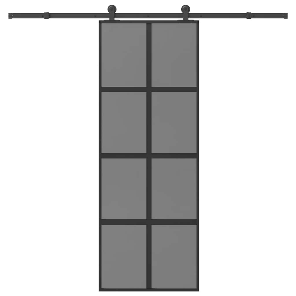 Schiebetür mit Beschlag 76x205 cm Hartglas & Aluminium