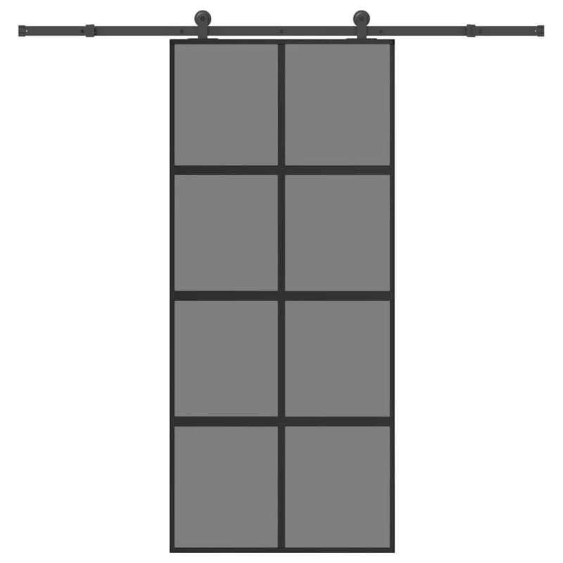 Schiebetür mit Beschlag 90x205 cm Hartglas und Aluminium