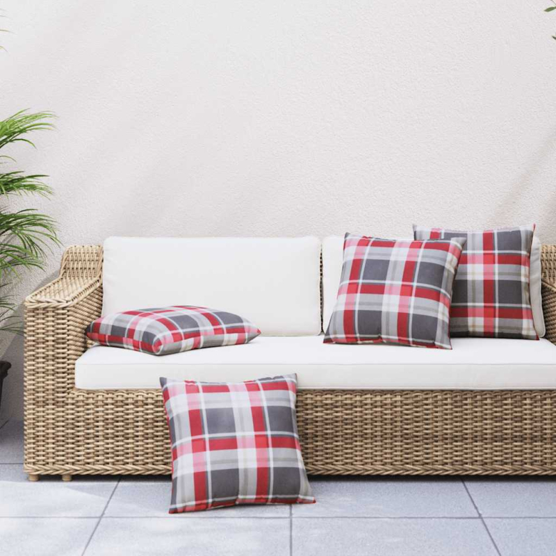 Sofakissen 4 Stk. Rot Karomuster 50x50 cm Stoff
