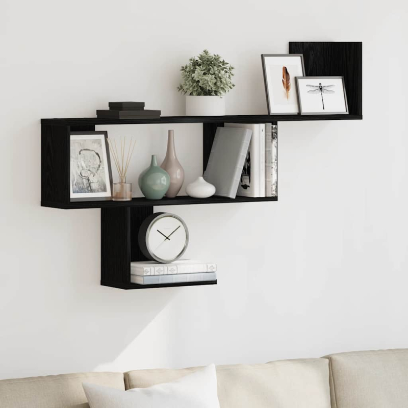 Wandregal Schwarz Eichen-Optik 100x15x70 cm Holzwerkstoff