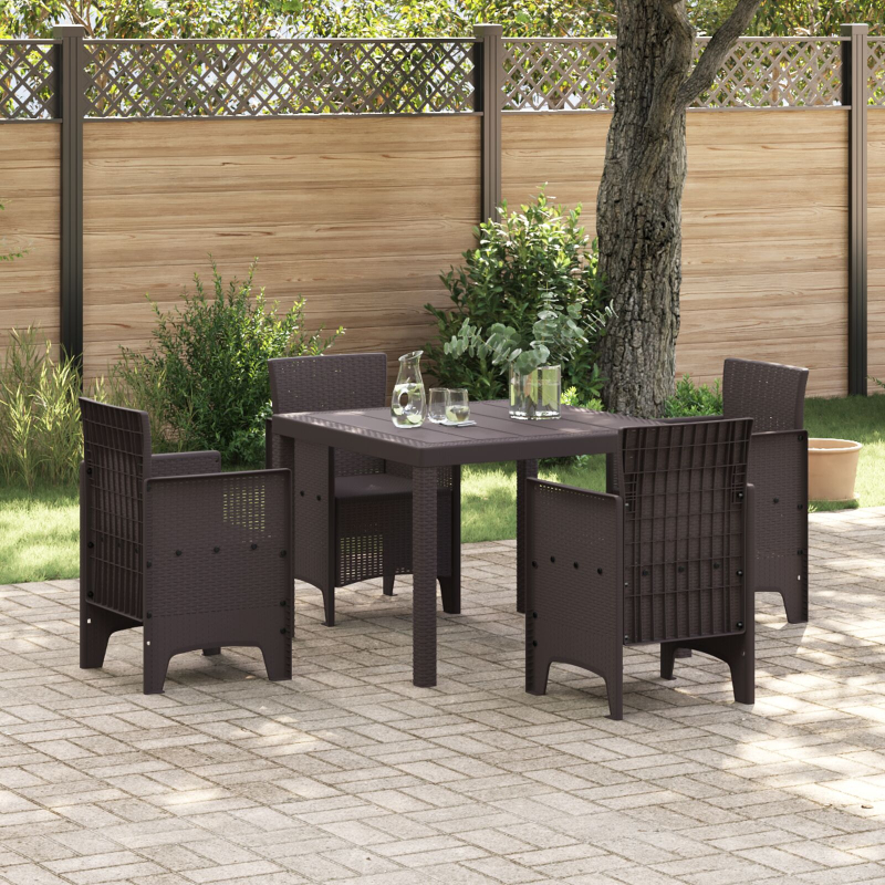 5-teiliges Garten Essset Braunes Poly Rattan