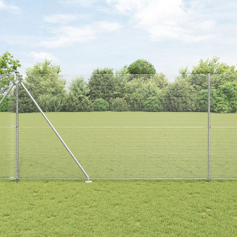 Schweißdrahtzaun mit 13 Spike-Pfosten 1.6x25 m aus verzinktem Stahl