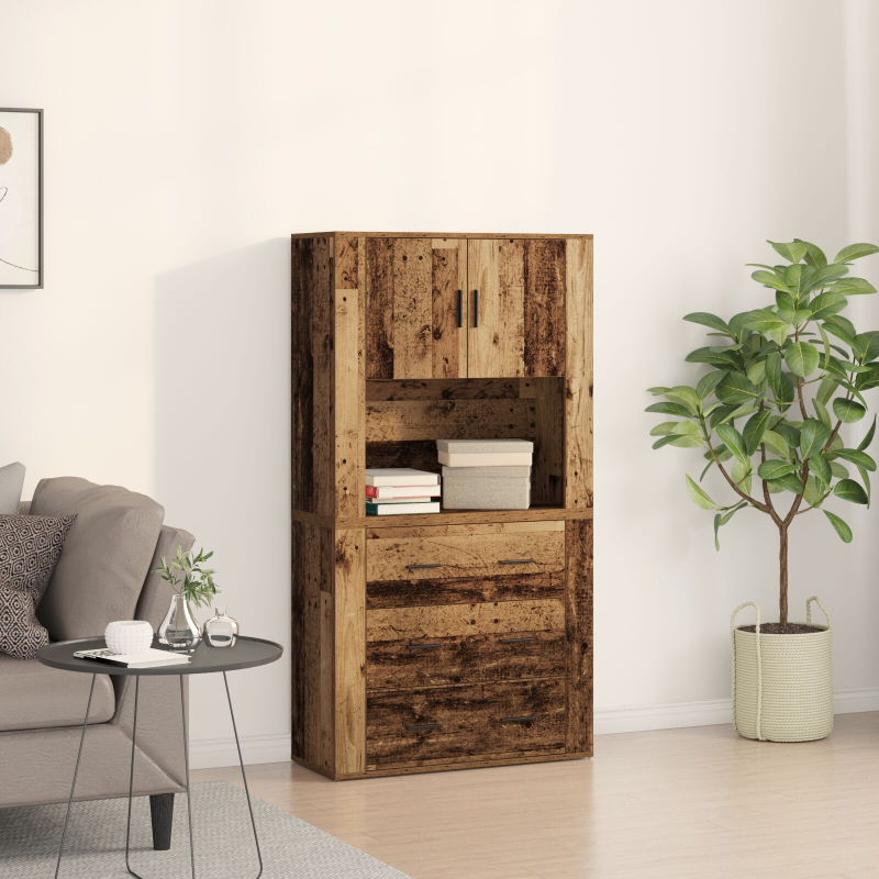 Highboard aus Altholz 80x33x150 cm