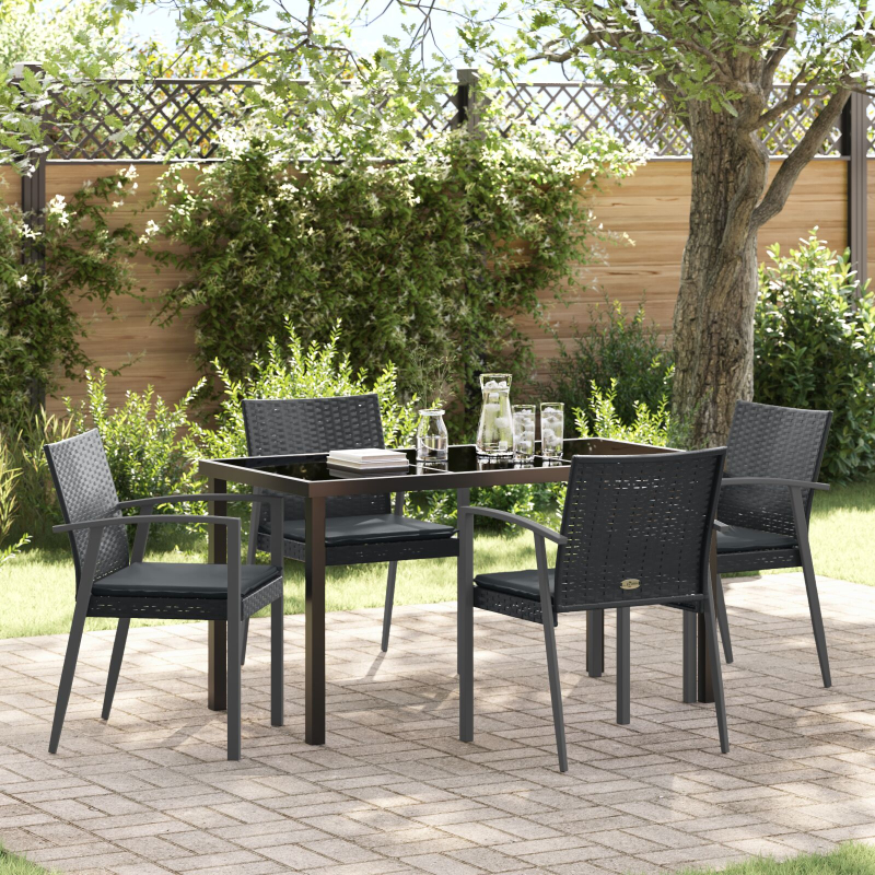 Set aus 3 Schwarz PE-Rattan, Stahl 56,5x57x83 cm Langlebig