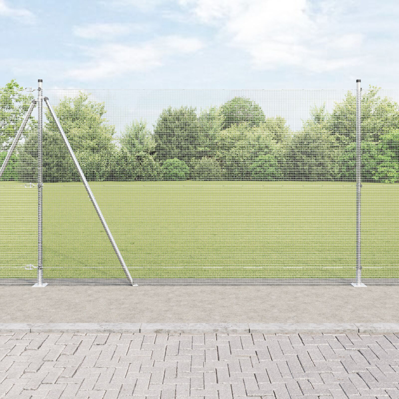 Schweißdrahtzaun mit 13 Flanschpfosten 1,6x25 m verzinkter Stahl