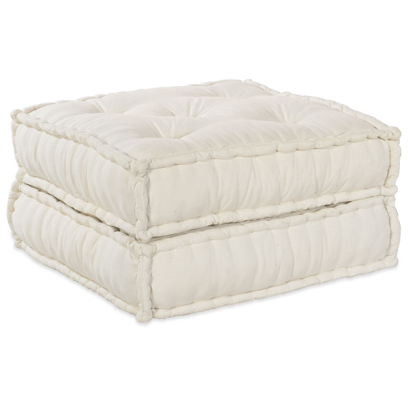 2-Sitzer Modular Pouffe Sofa mit Wandlehne in Crema-Stoff