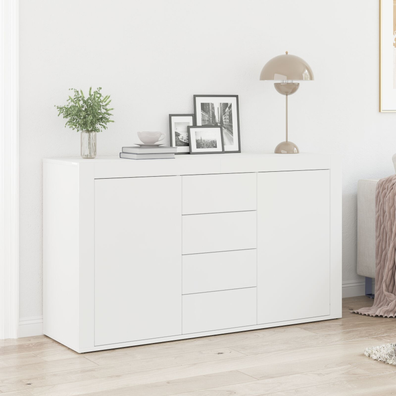 Weißes Sideboard Weiß Holz 120 x 36 x 69 cm Stauraum