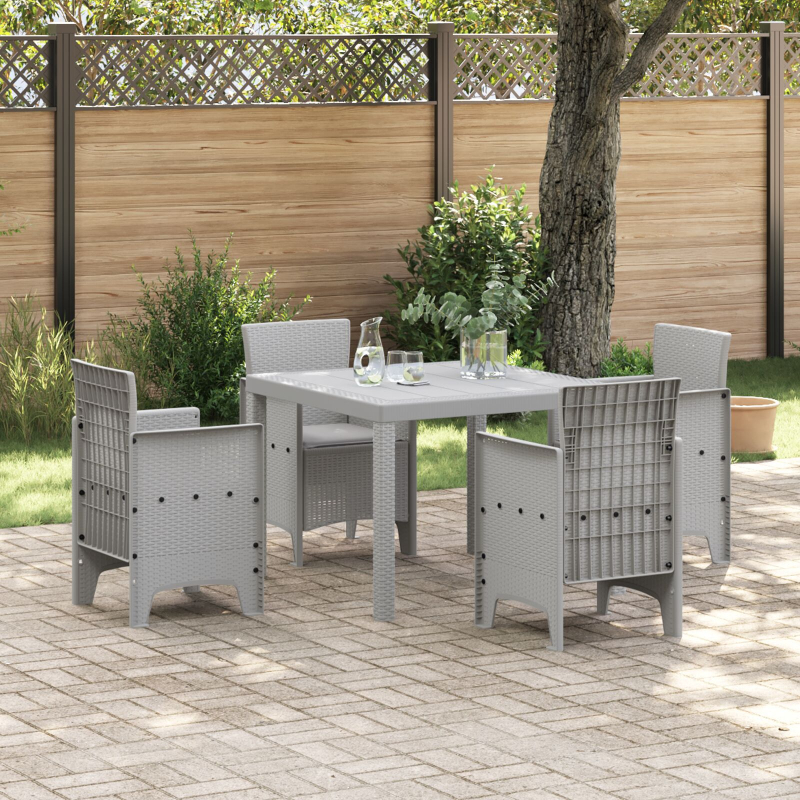 5-teiliges Garten Essgruppe mit Kissen Hellgrau Poly Rattan