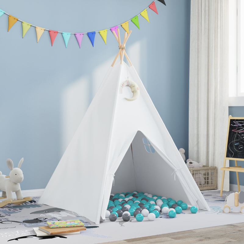 Kinder-Teepee Zelt mit Tasche Pfirsich & Spielbälle Haut Weiß