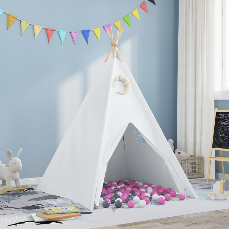 Kinder-Teepee-Zelt mit Tasche Pfirsich & Spielbälle Haut Weiß