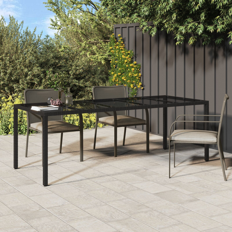 Gartenspeisetisch Schwarz 250x100x75 cm Poly Rattan