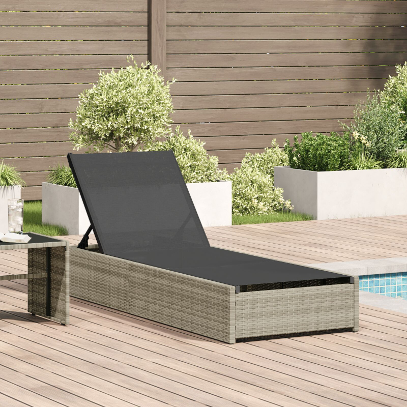Sonnenliege Beige 60x200x27 cm Poly Rattan