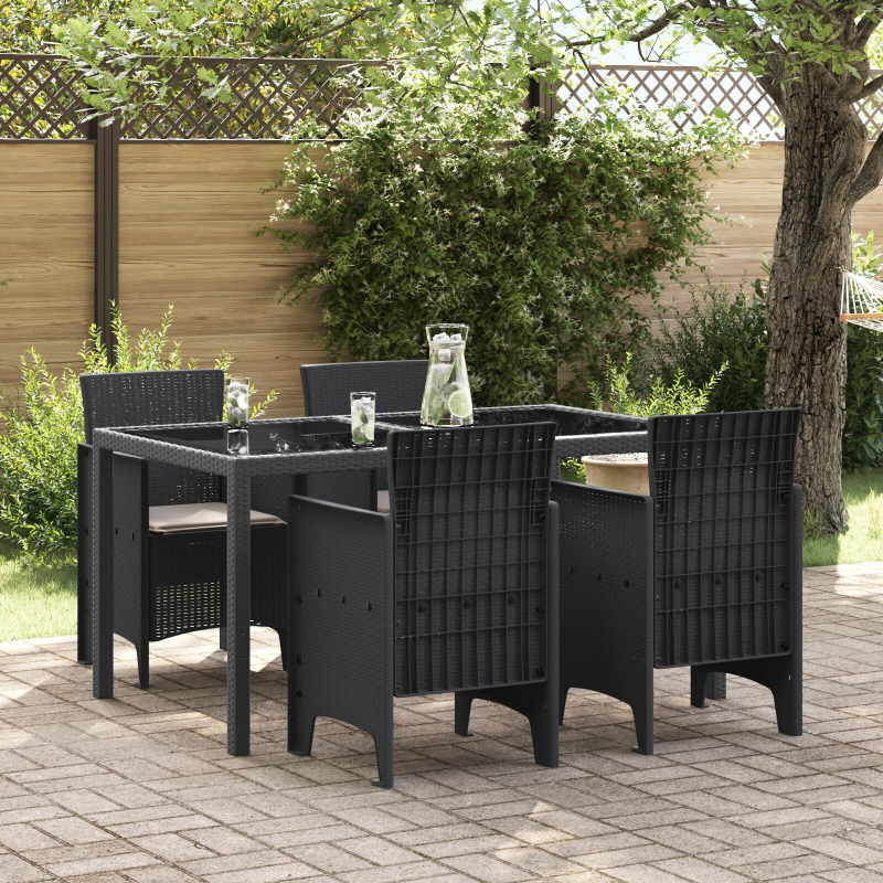Gartenstühle mit Kissen 4 Stück Anthrazit Poly Rattan