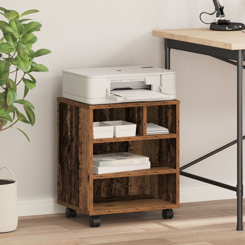 Druckerständer mit Rollen Alte Holz 41x32x48 cm