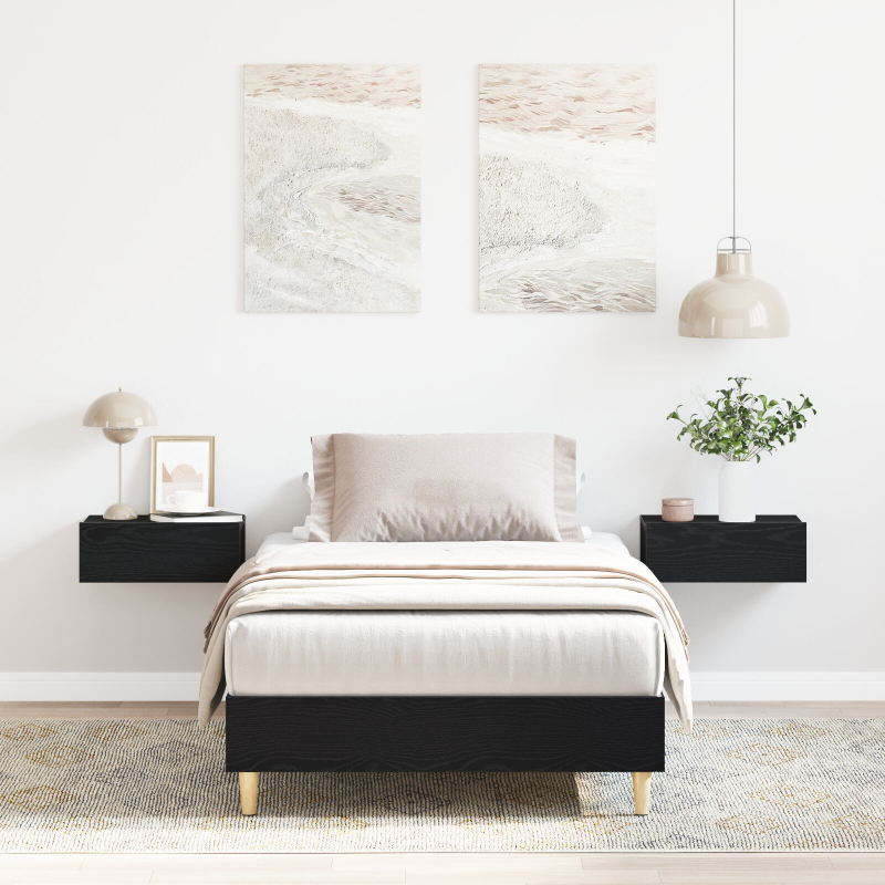 Bettgestell 120x200 cm Schwarz Eichenholz