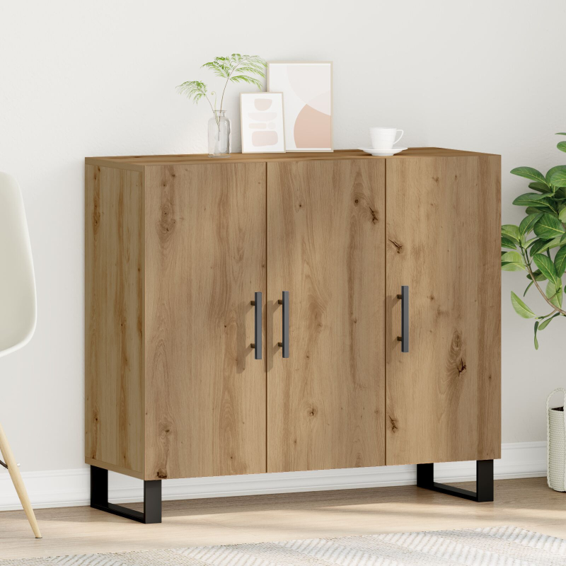 Sideboard mit 3 Türen Artisan Eiche 90x34x80 cm Holzwerkstoff