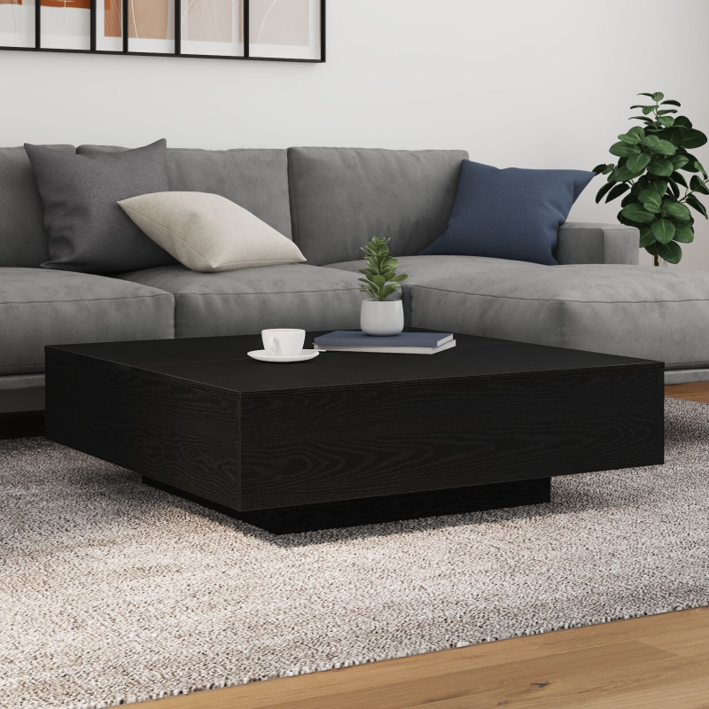 Couchtisch mit LED-Lichtern Schwarz Eiche 100x100x31 cm