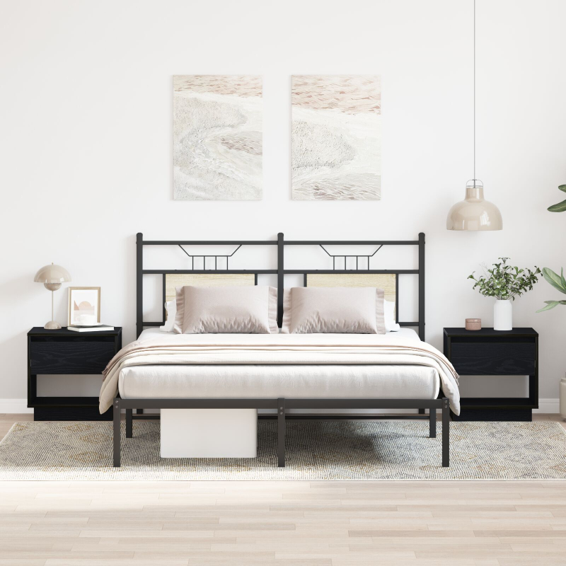 Nachttisch 2 Stück Schwarz Eiche 45x34x49 cm Holzwerkstoff