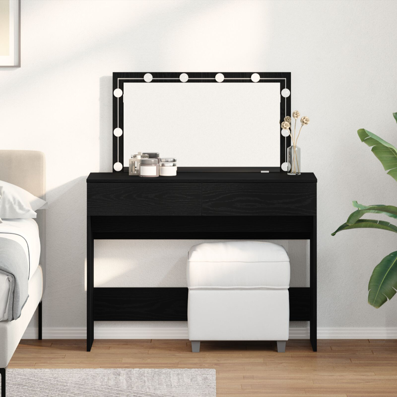 Schminktisch mit LED Schwarze Eiche 100x40x120 cm