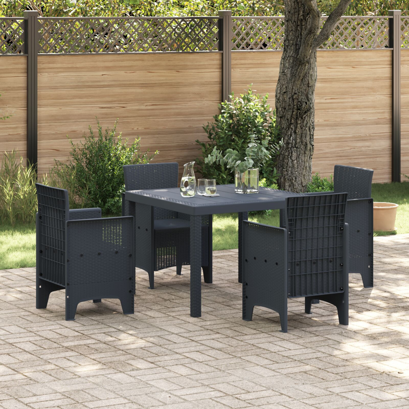 Gartentisch Anthrazit 100x100x73 cm Poly Rattan