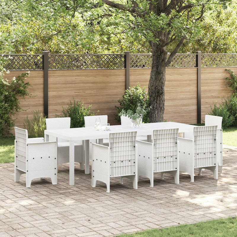 Gartentisch Weiß 250x100x73 cm Poly Rattan