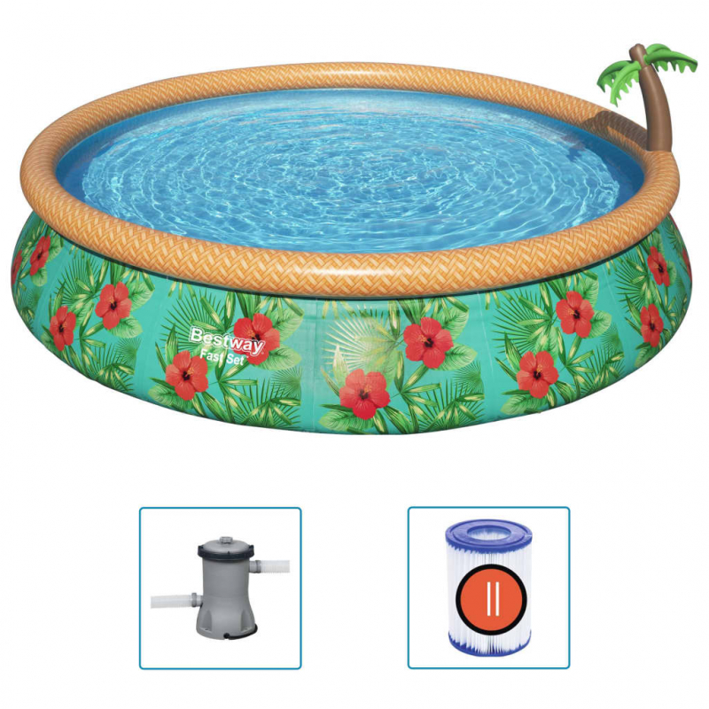 Bestway Fast Set Aufblasbares Pool-Set Paradise Palms 457x84 cm