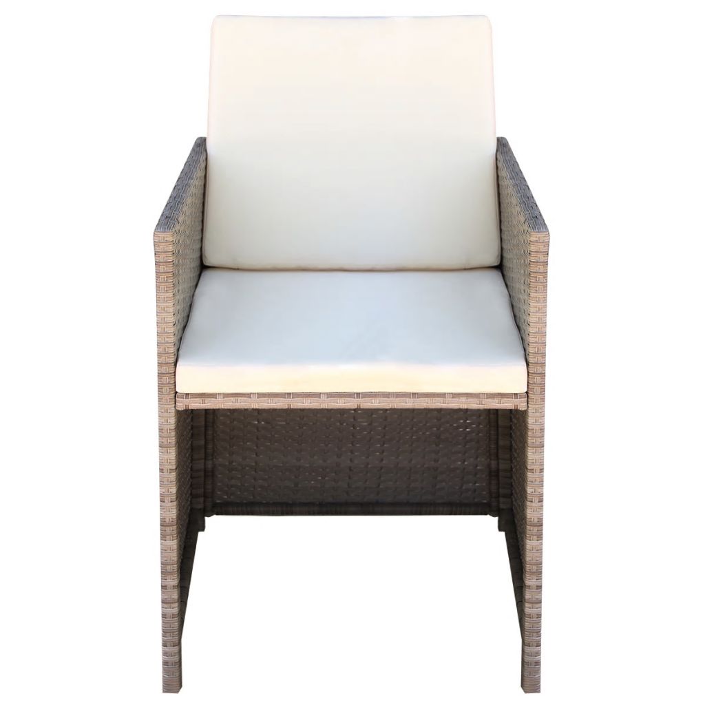 Gartenstühle 2 Stk. mit Polstern und Kissen Poly Rattan Beige