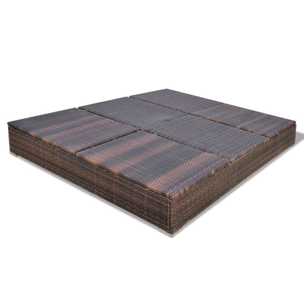 Outdoor-Loungebett mit Sonnenschirm Poly Rattan Braun