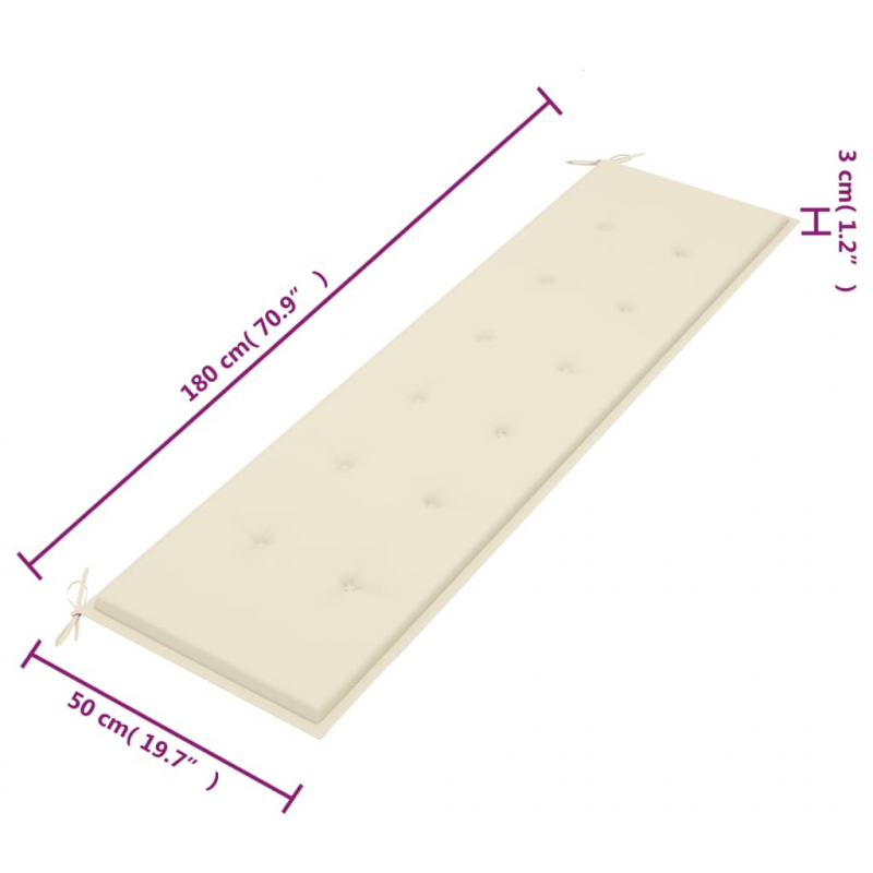 Gartenbank-Auflage Creme 180x50x3 cm Oxford-Gewebe