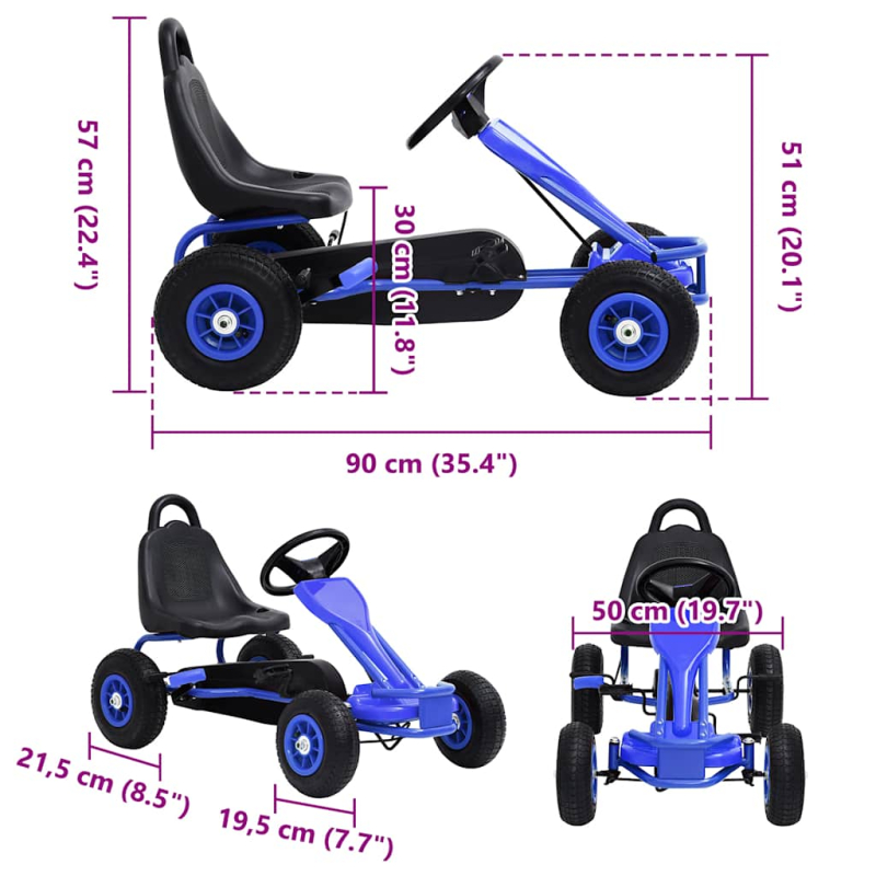 Pedal Go-Kart mit Luftreifen Blau