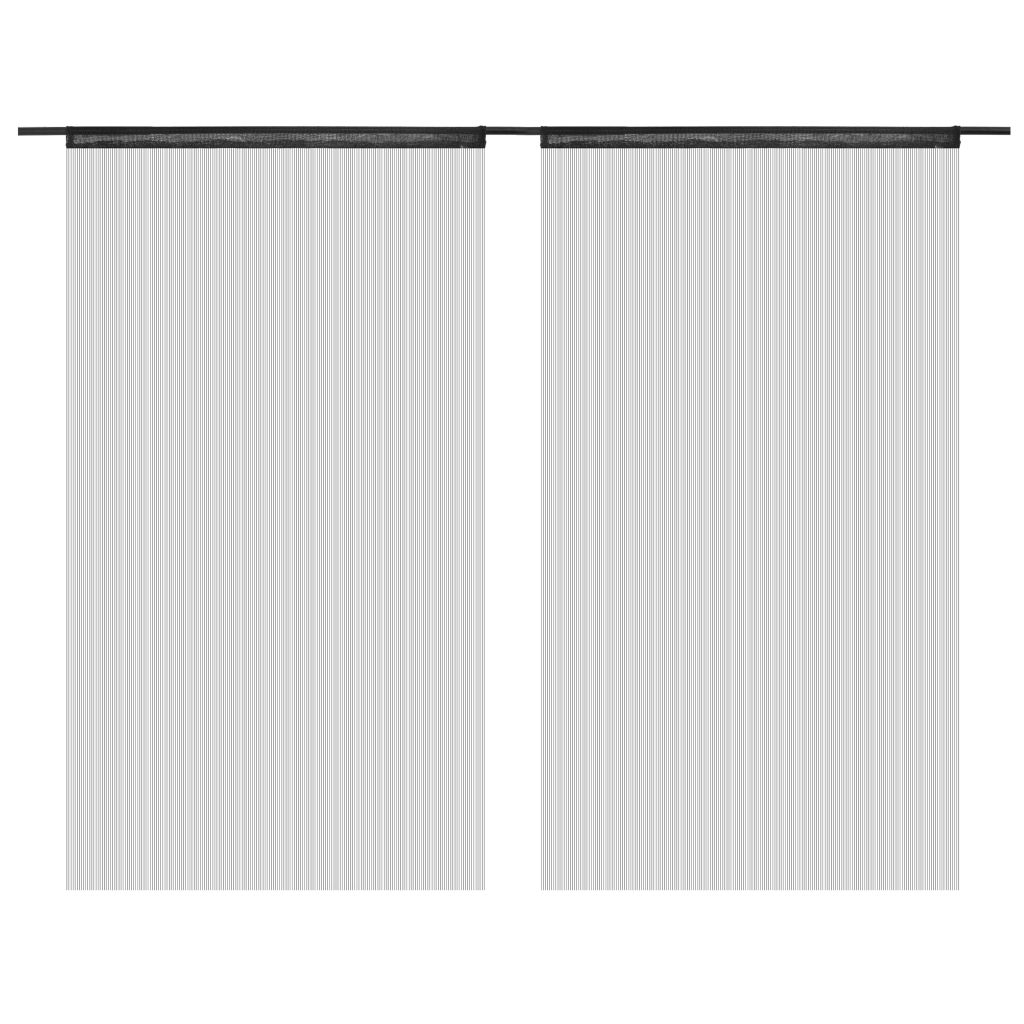 Fadenvorhänge 2 Stk. 140 x 250 cm Schwarz