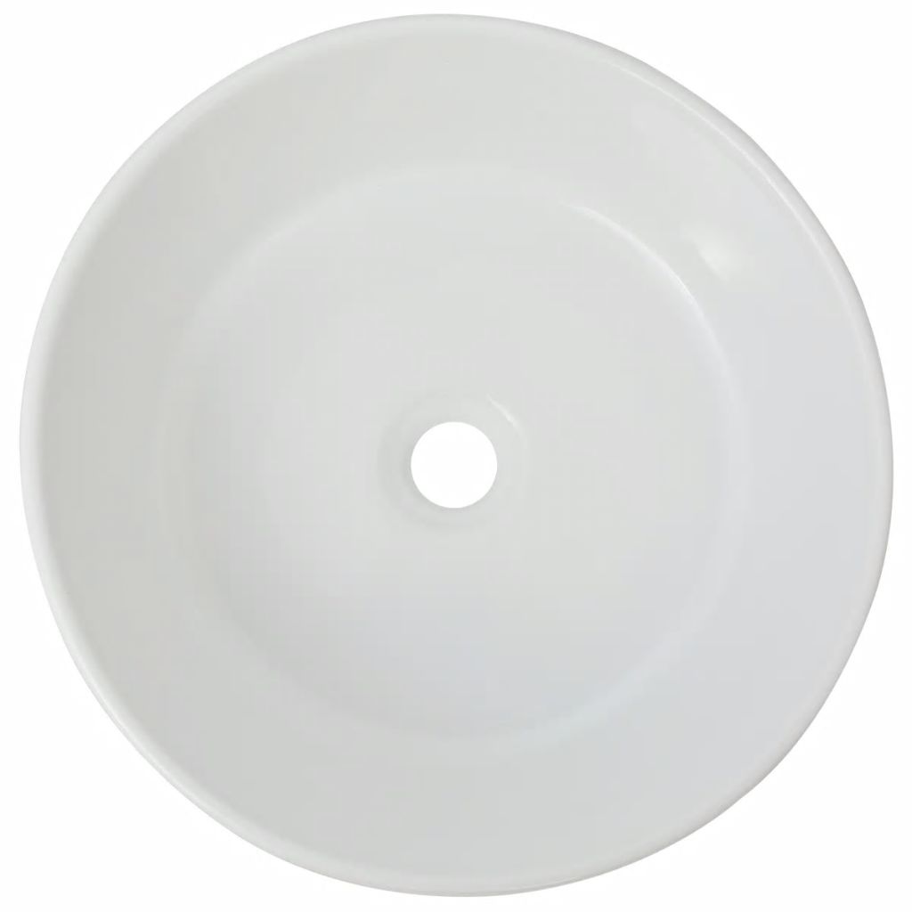 Waschbecken Rund Keramik Weiß 40 x 15 cm