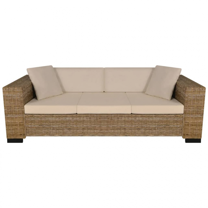 3-Sitzer Sofa Echtes Rattan