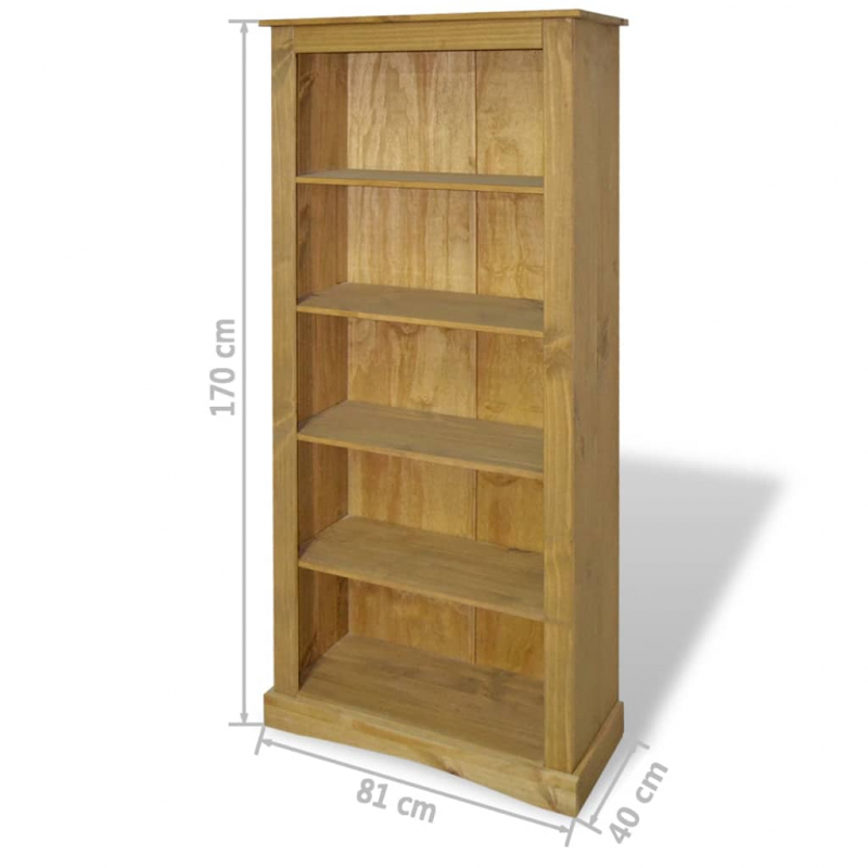Bücherschrank 5 Fächer Mexiko-Stil Kiefernholz 80x40x170 cm