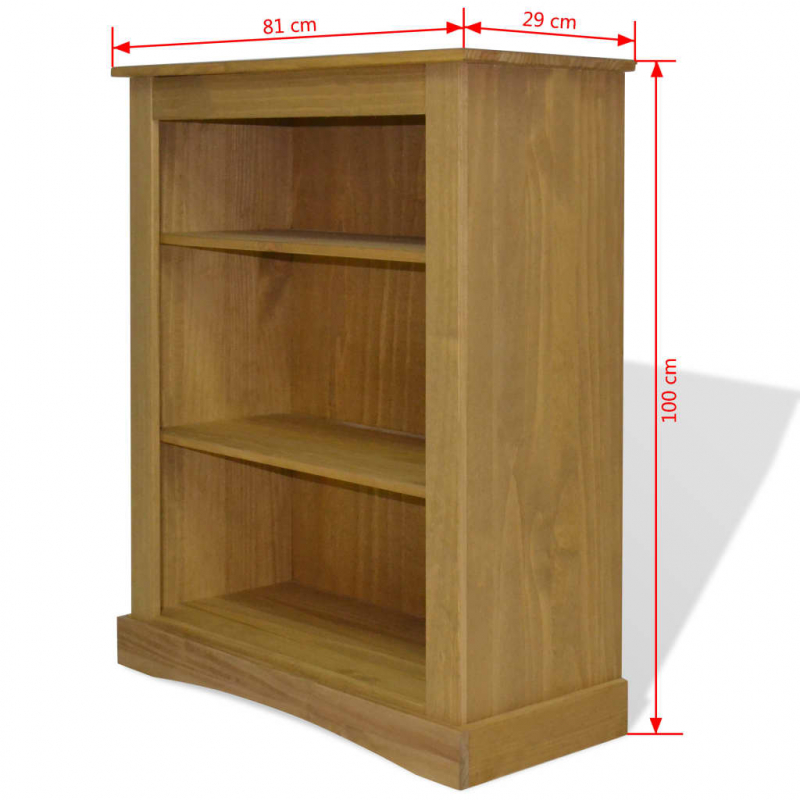 Bücherschrank 3 Fächer Mexiko-Stil Kiefernholz 80x29x100 cm