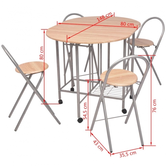 Ausklappbarer Esstisch fünfteilig MDF