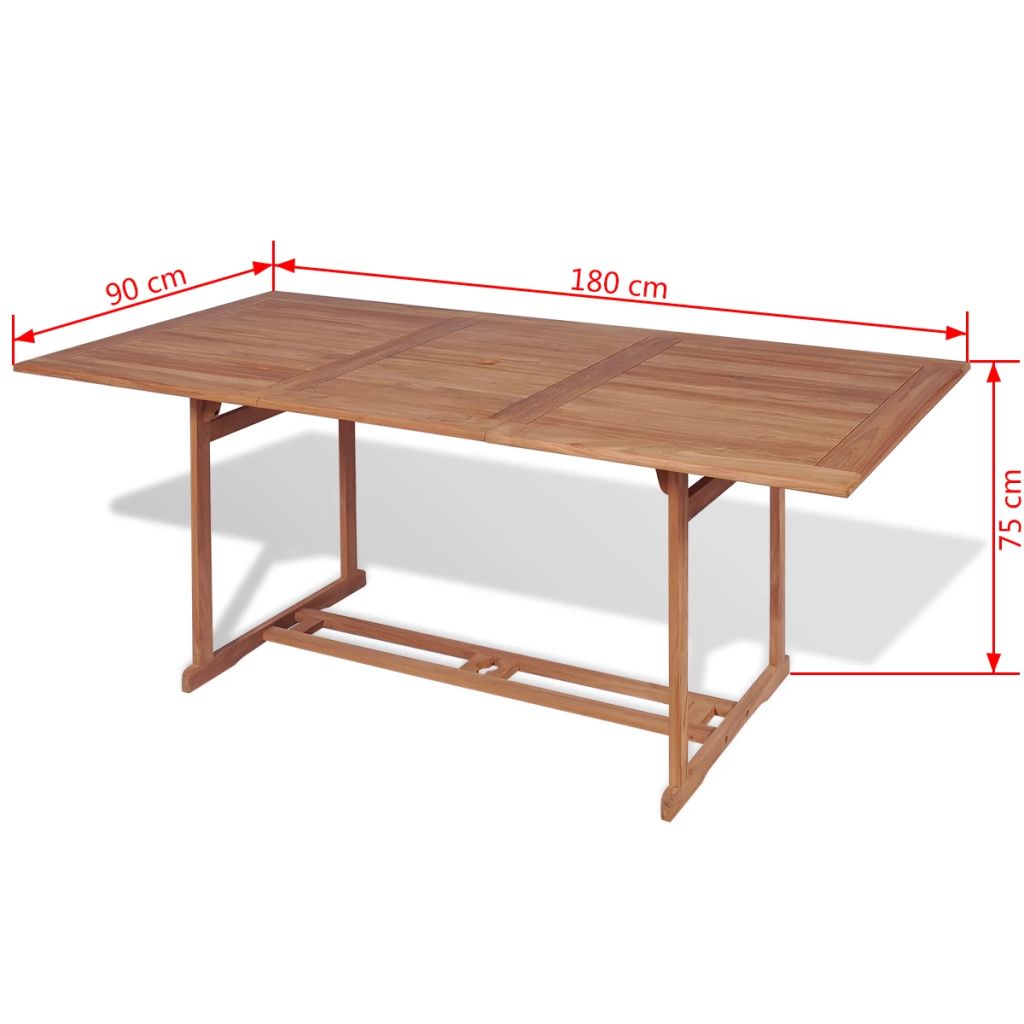 Gartentisch 180x90x75 cm Massivholz Teak