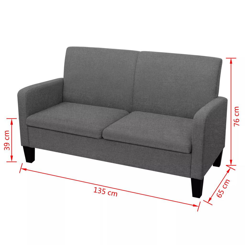 2-Sitzersofa 135 x 65 x76 cm Dunkelgrau