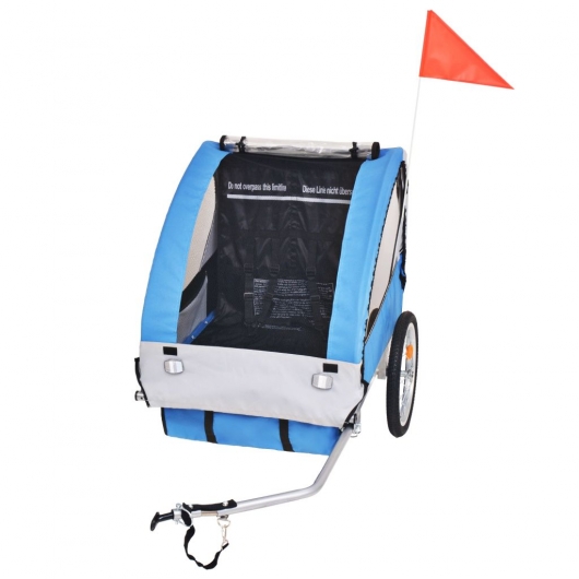 Fahrradanhänger Grau und Blau 30 kg