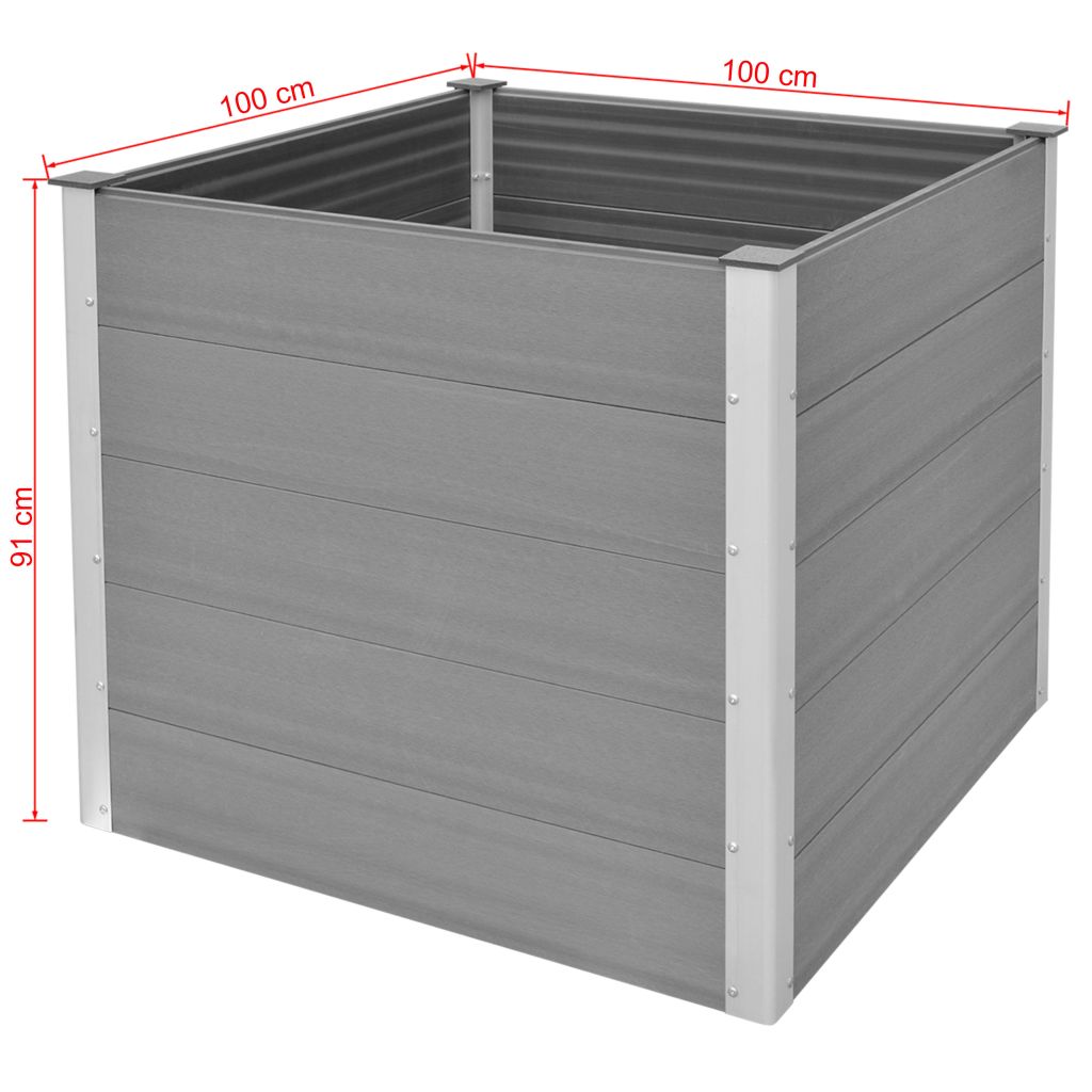 Garten-Hochbeet WPC 100x100x91 cm Grau