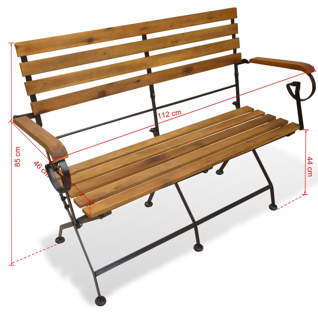 Gartenbank Klappbar 112 cm Massivholz Akazie